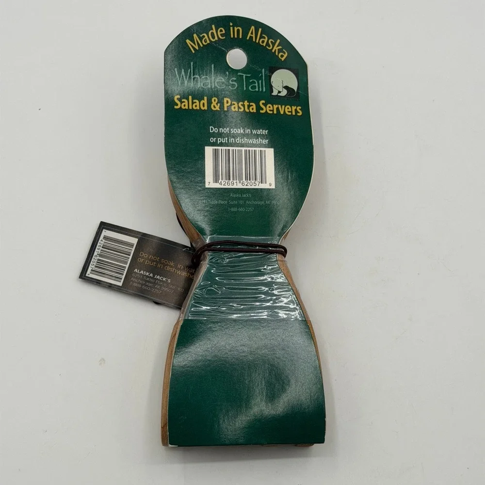 Alaska Jack's Whale's Tail Wooden Salad and Pasta Servers Made in Alaska NEW